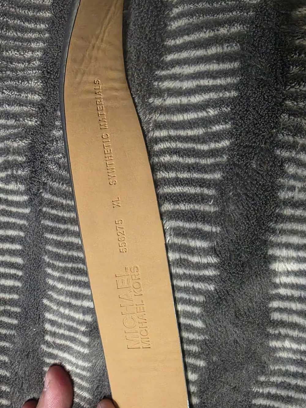 Michael Kors Men's Black Leather Belt with Gold MK Logo Buckle